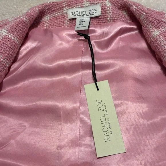 Rachel Zoe NWT Pink and White Tweed Blazer size Medium - Picture 4 of 8